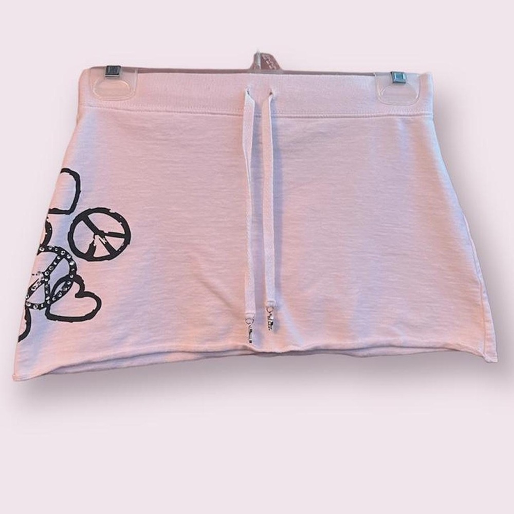 white graphic tie waist mini skirt